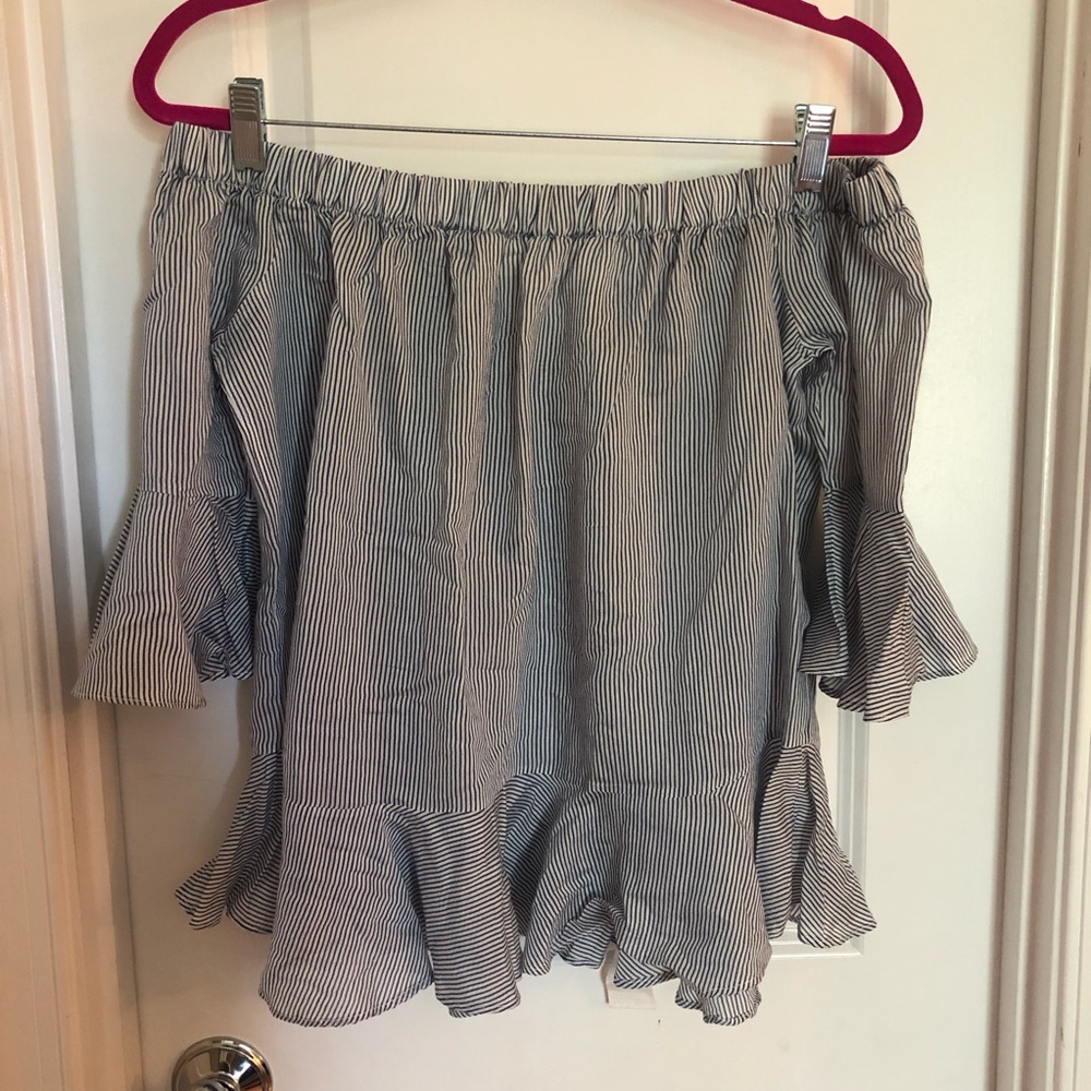 Stripped Off The Shoulder Top with Tie in the Back